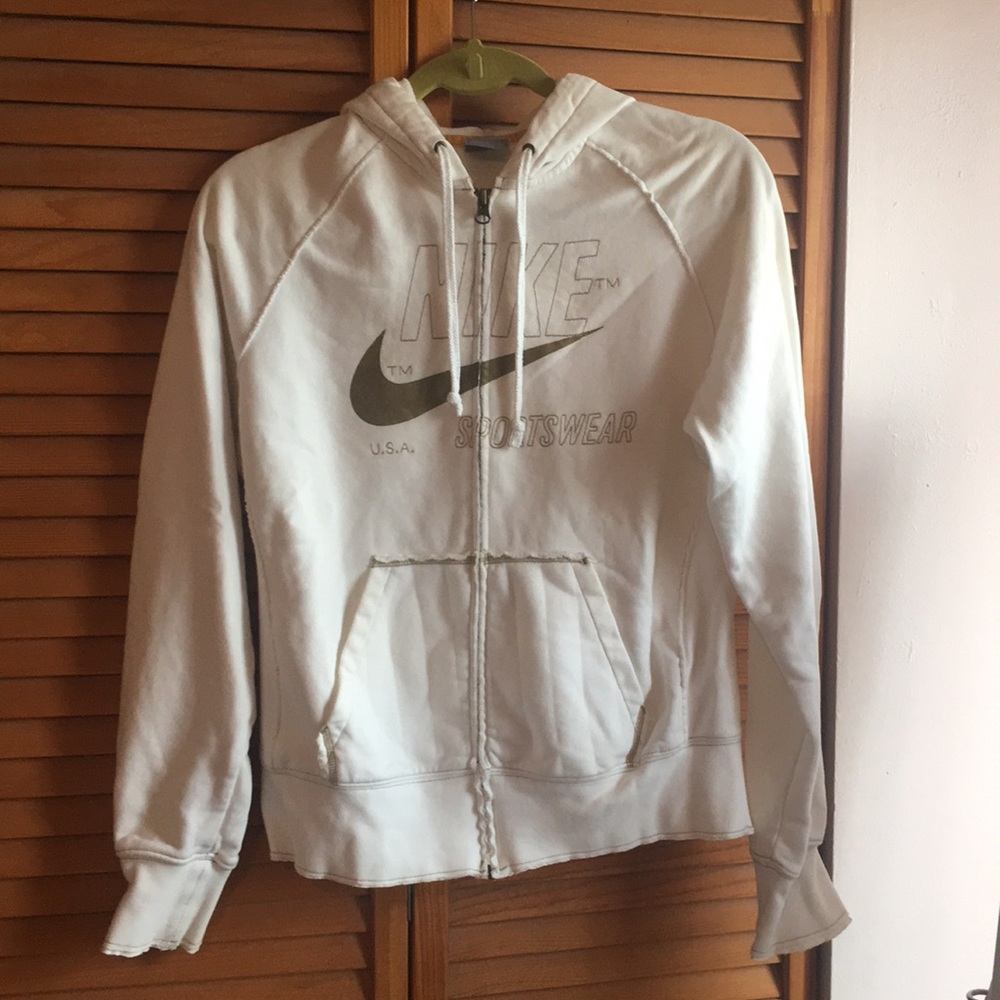White & Gold Nike Zip Hoodie